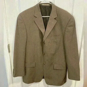 Franco Valentino Couture Hand Tailored Tan
Pinstripe Wool Suit Jacket Size 44R